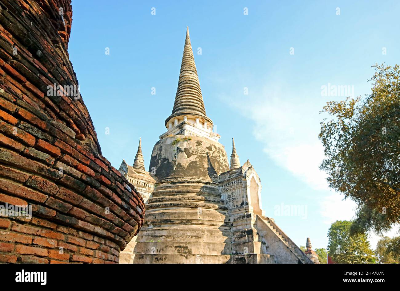 One of Medieval Pagodas in Wat Phra Si Sanphet Temple and the Royal Palace, UNESCO World Heritage Site in Ayutthaya, Thailand Stock Photo