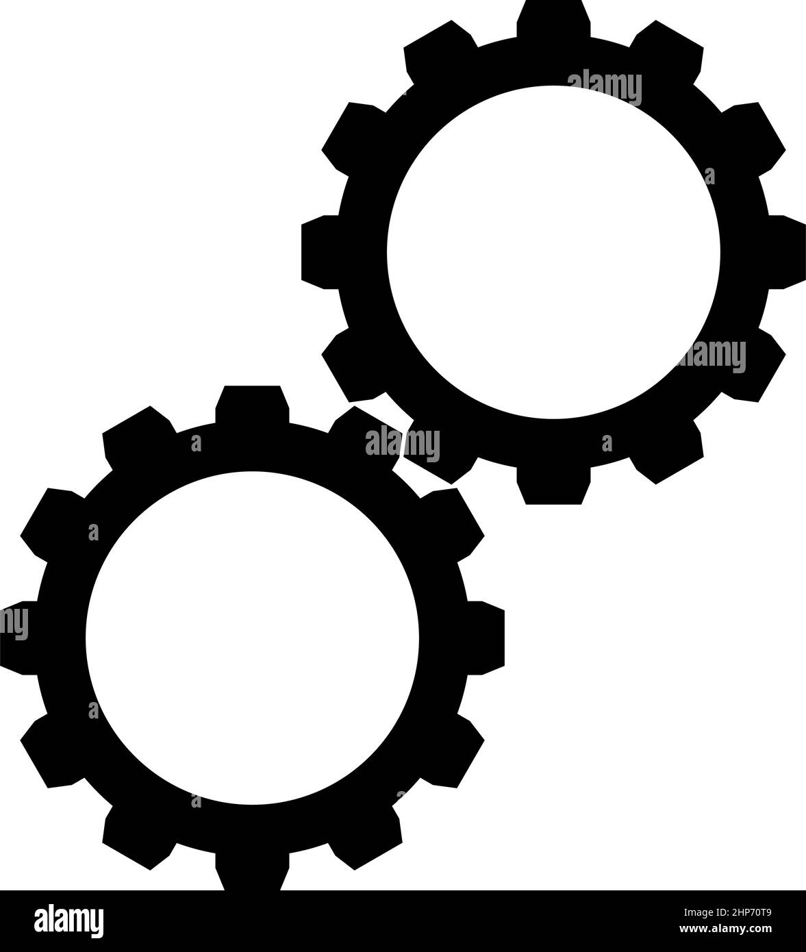 Two gears gearwheel cog set Cogwheels connected in working mechanism icon black color vector illustration flat style image Stock Vector