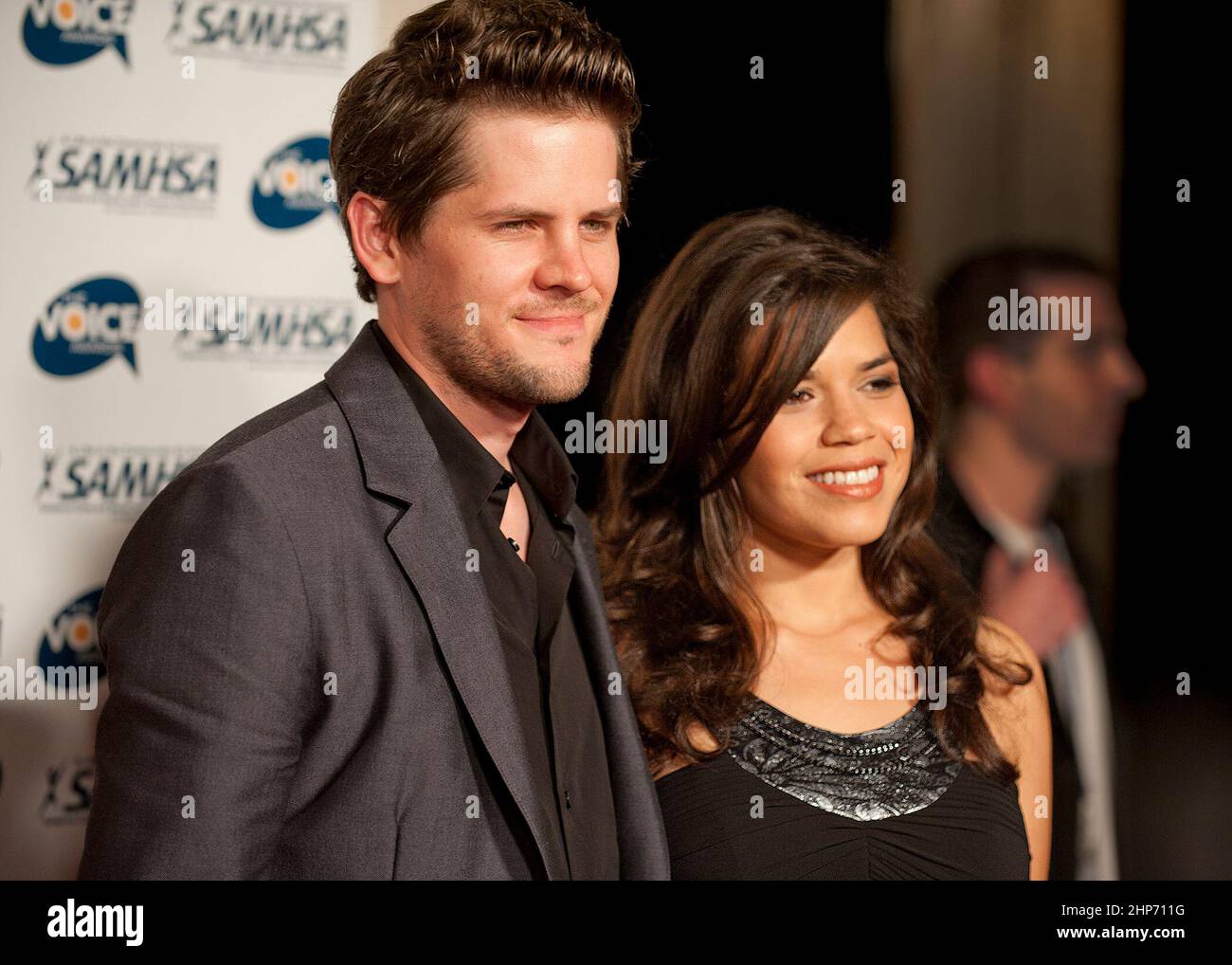 The Dry Land and Ugly Betty star America Ferrera posed with fiance and Voice Award winning writer and director of The Dry Land, Ryan Piers Williams, on the red carpet at the 2010 Voice Awards at Paramount Studios in Hollywood on October 13 ca.  2010 Stock Photo