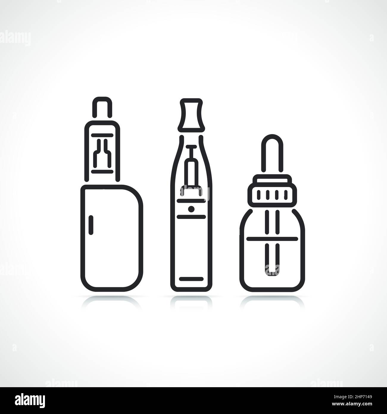 electronic cigarette thin line icons Stock Vector