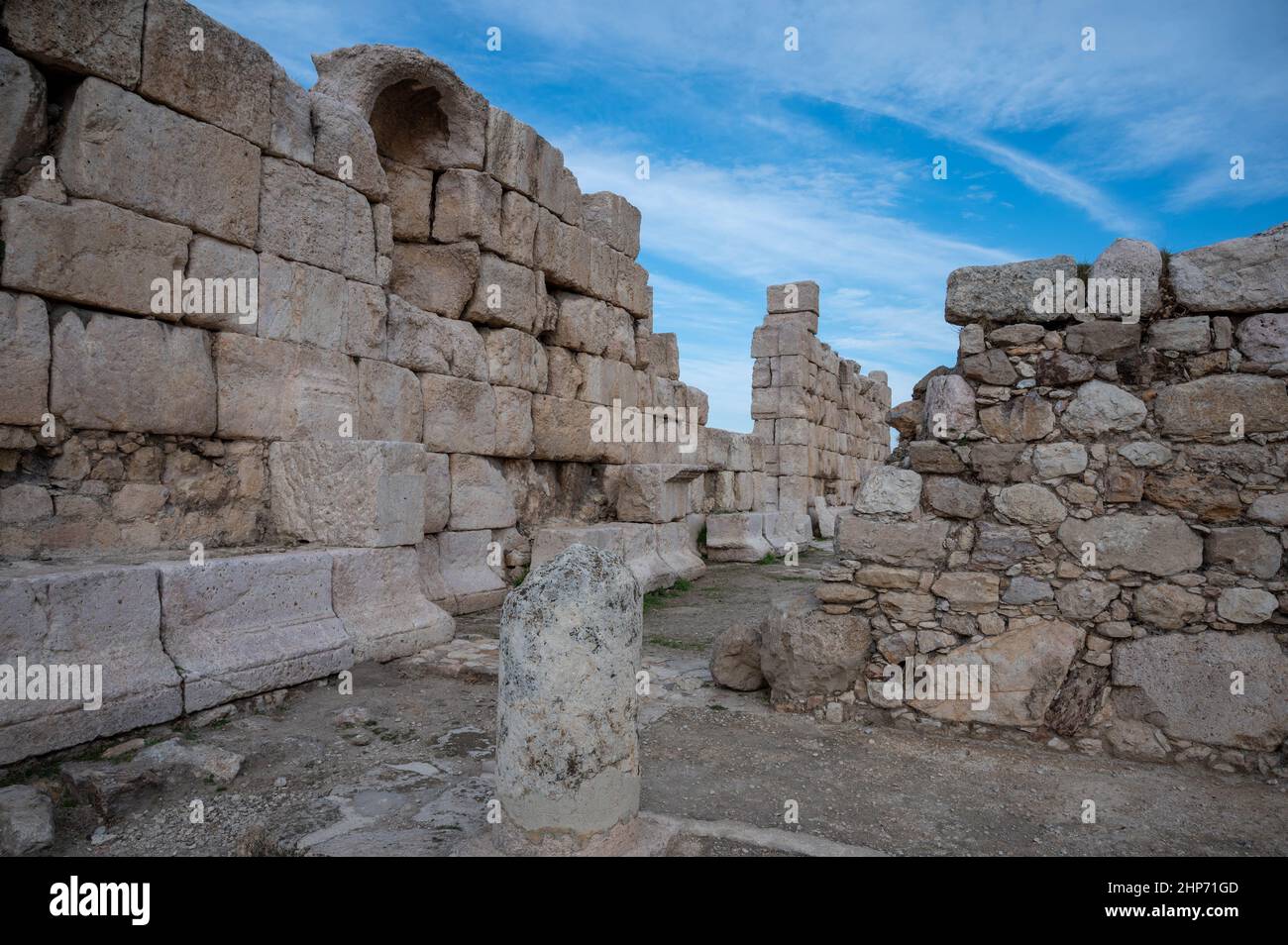 Remains of buildings at the Amman Citadel in Jordan Stock Photo