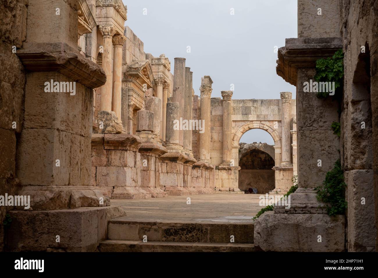 Roman Theater at the ancient roman city of Jerash, Jordan Stock Photo
