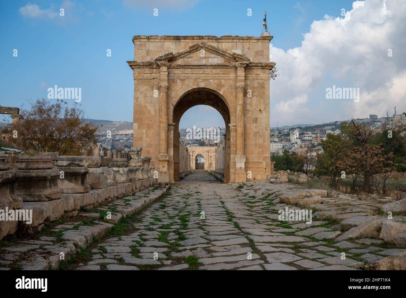 Tetrapylon, Cardo Maximus, Jerash, Jordan Stock Photo