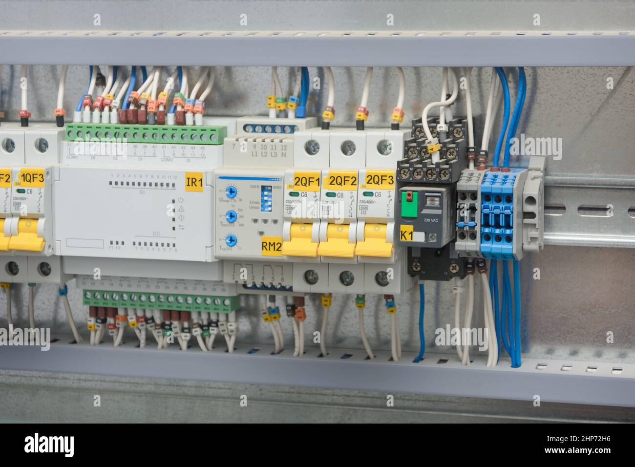 Automatic input of a reserve, PLC. Close-up, selective focus. Stock Photo