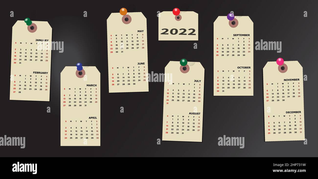 Calendar year 2022 Stock Vector