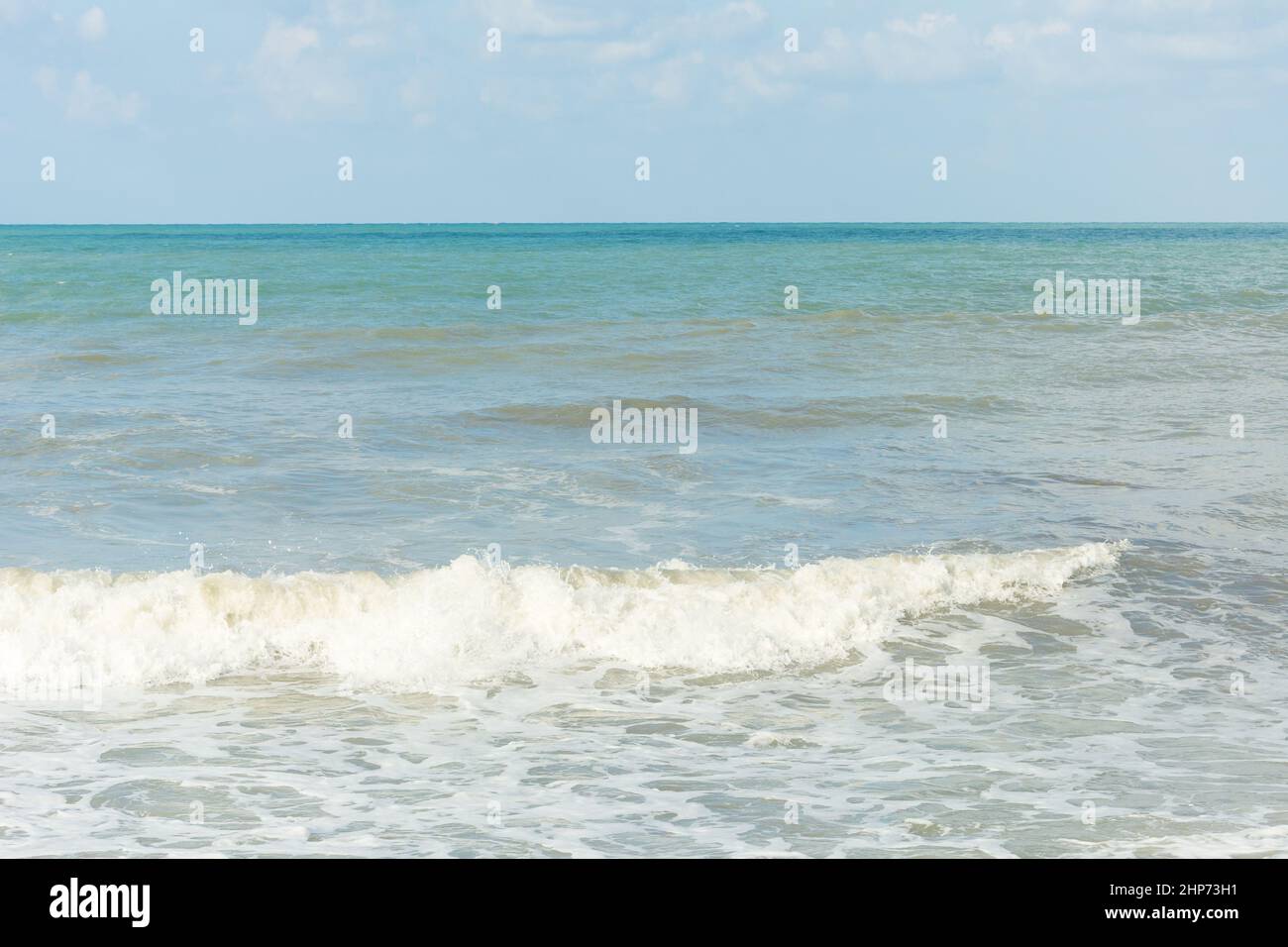 Sea with waves, storm from the wind. Summer mood. Stock Photo