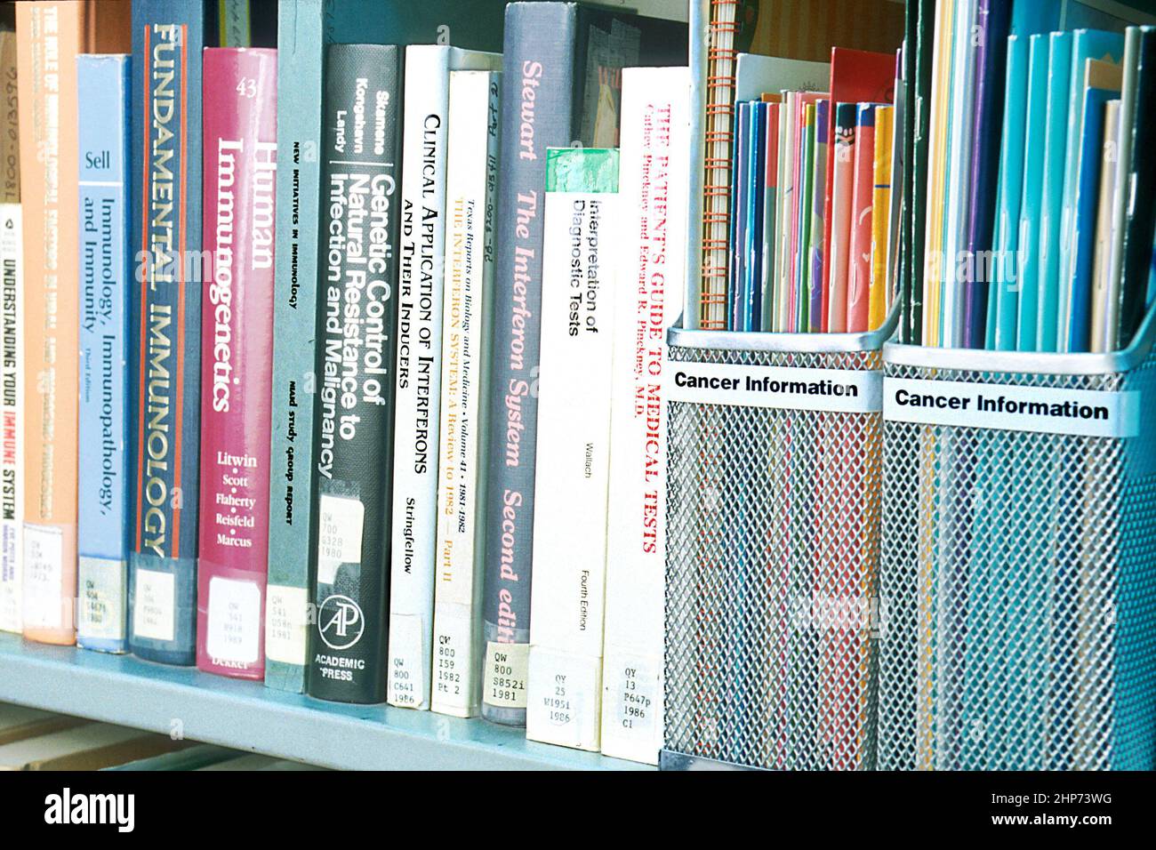 Cancer education materials displayed in library setting ca. May 1999 ...