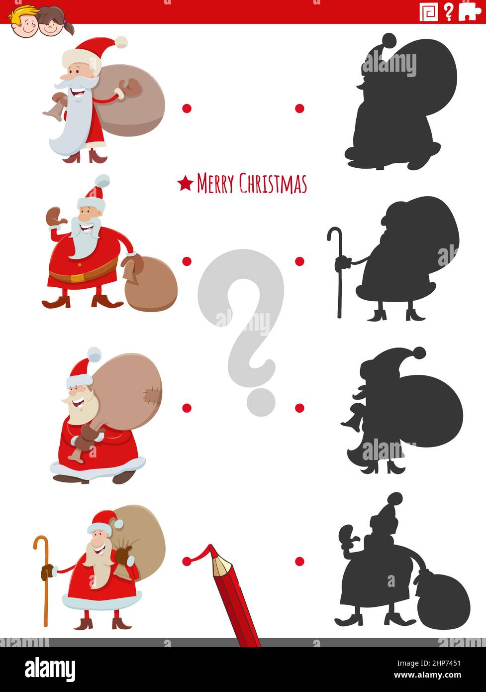 educational shadow game with cartoon Santa Claus characters Stock ...