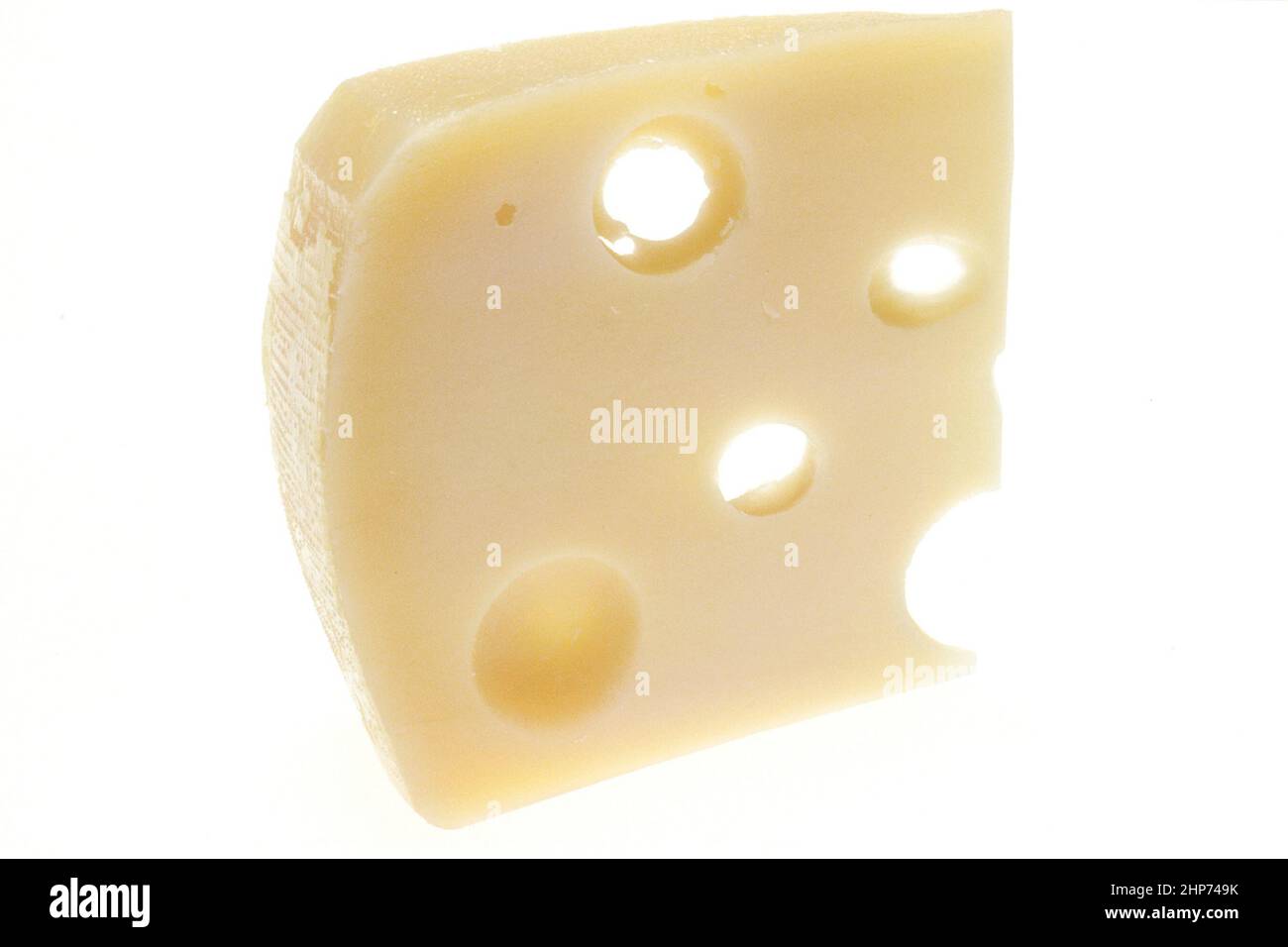 A single wedge of swiss cheese Stock Photo Alamy