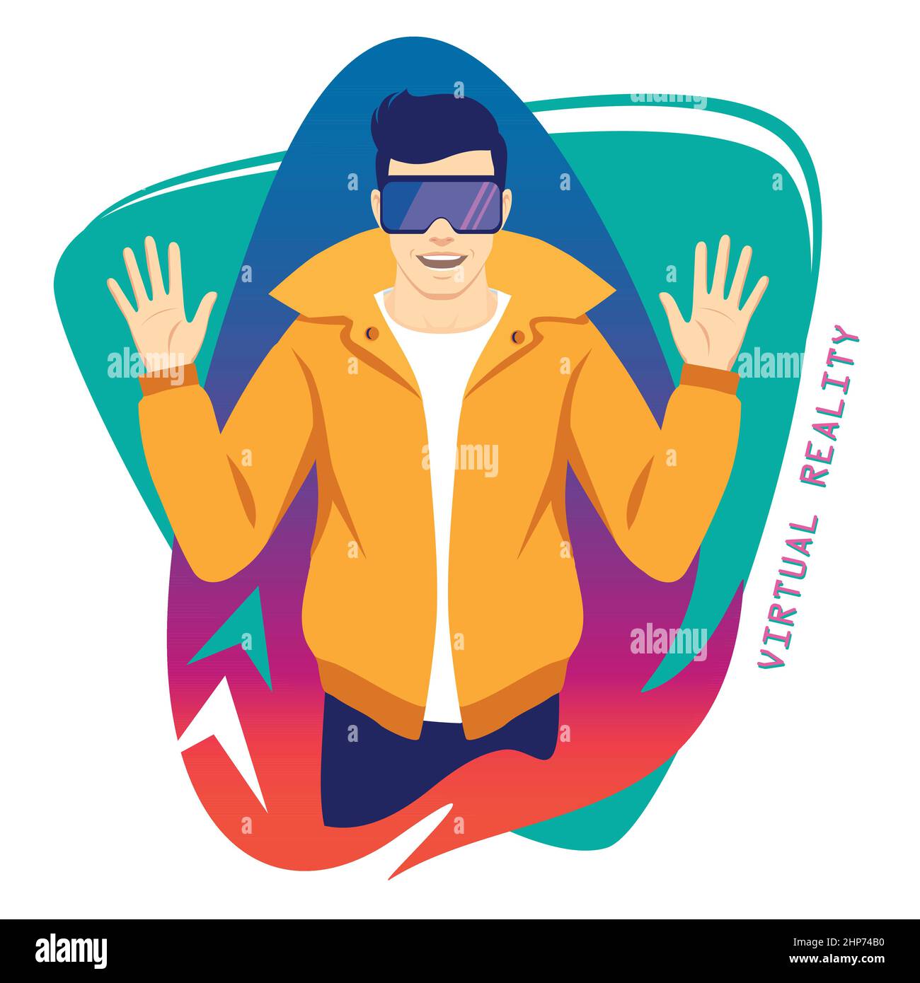 Man wearing virtual reality headset.vector illustration Stock Vector