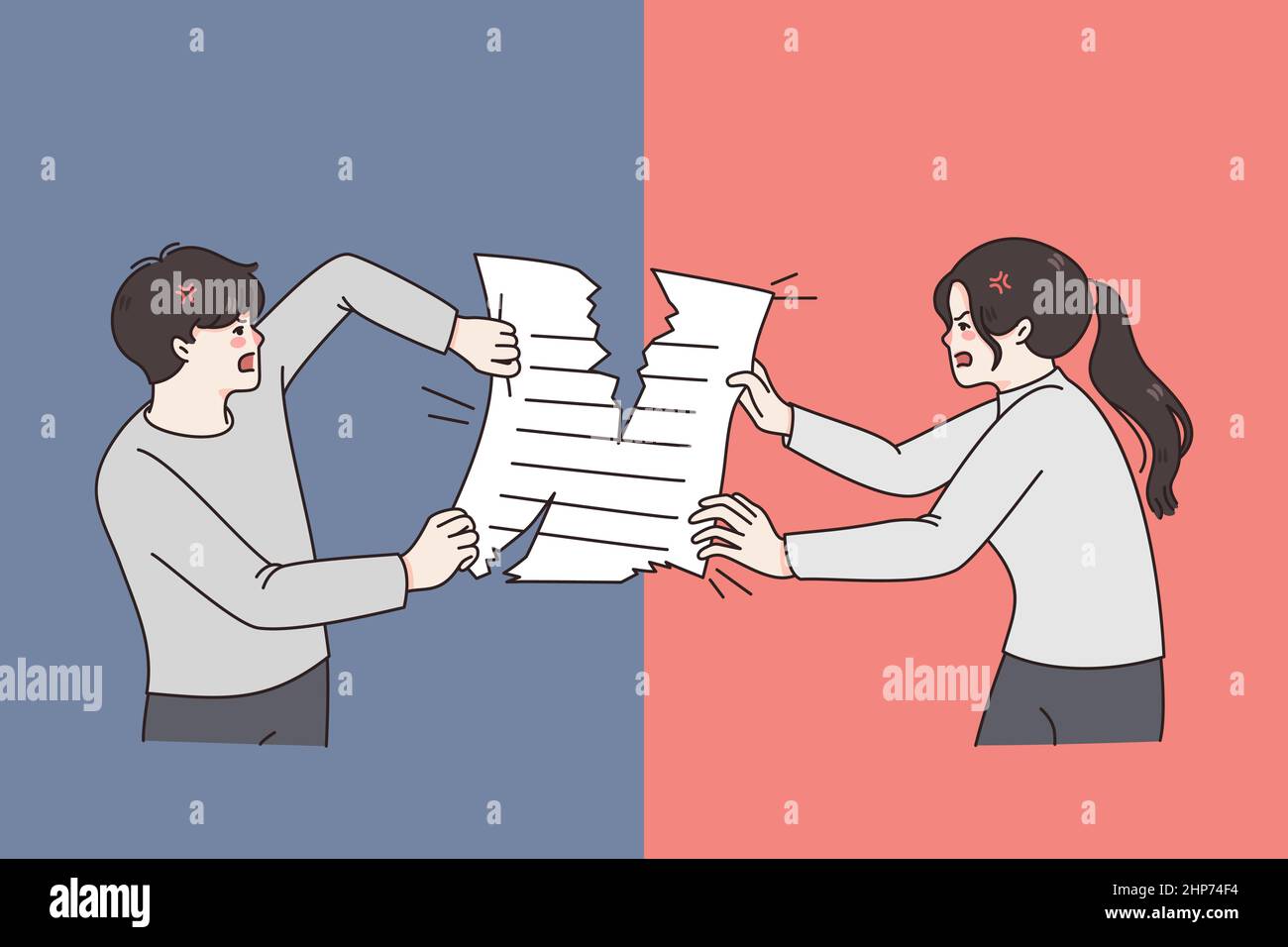 Divorce and sharing property concept. Stock Vector