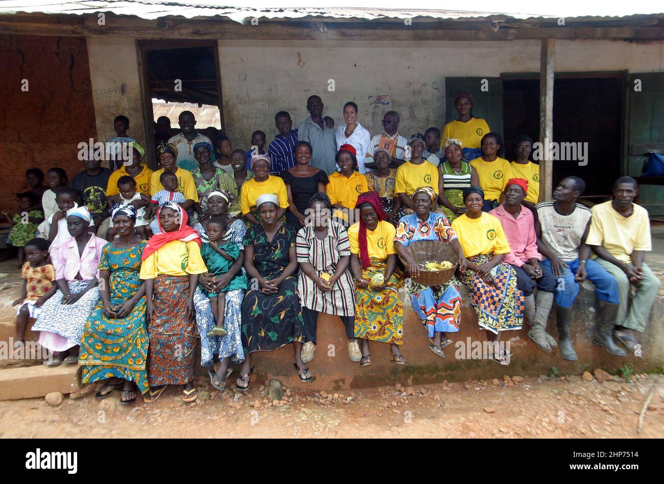 Workers at a Cocoa fair trade plantation in Ghana West Africa Stock
