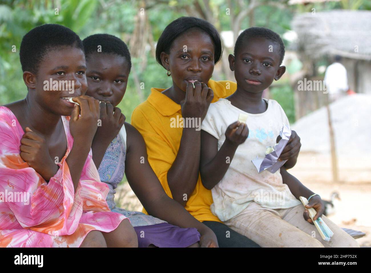 Workers at a Cocoa fair trade plantation in Ghana West Africa Stock
