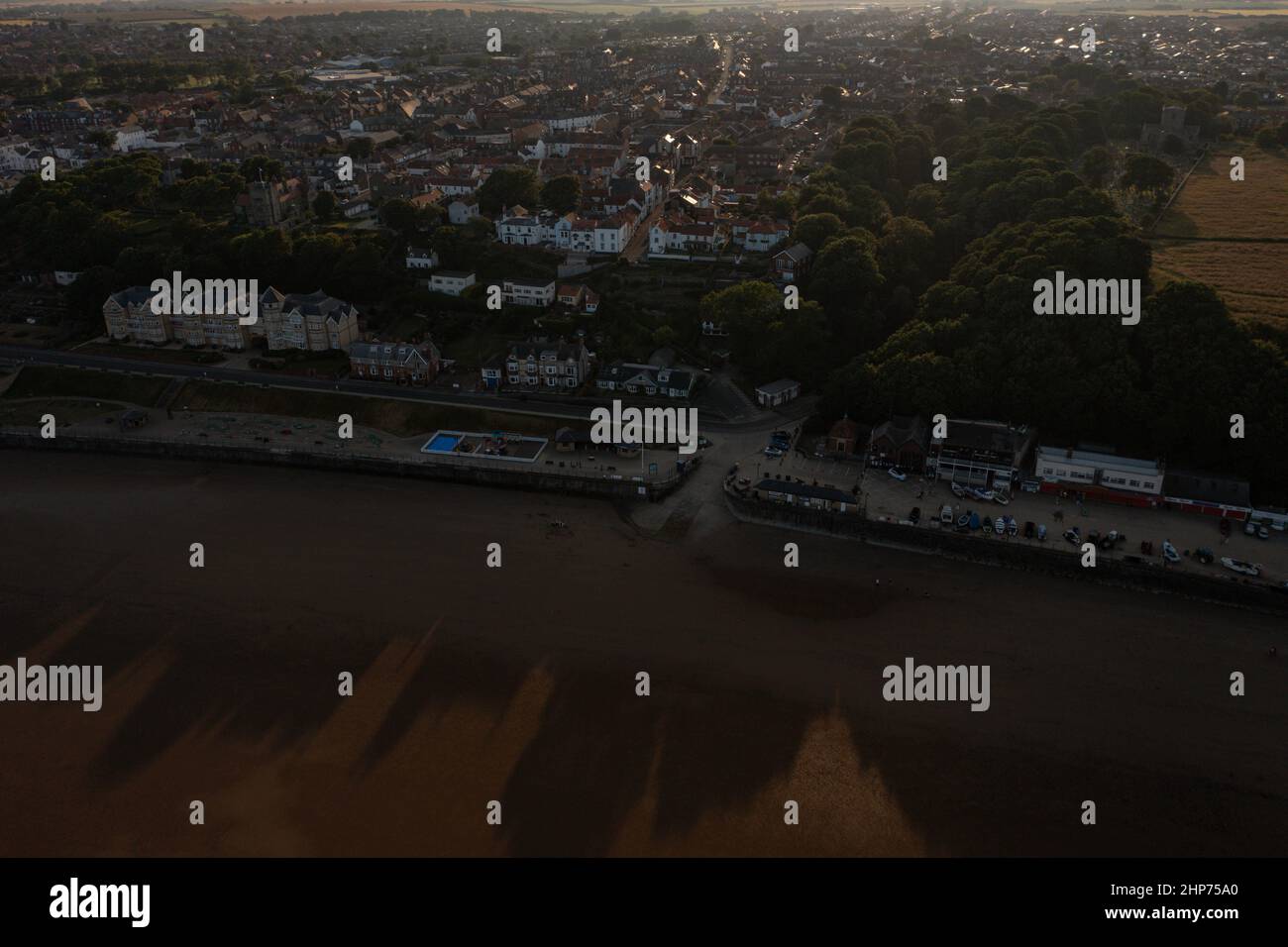 Scarborough , Whitby, Robin Hoods Bay From The Air, Aerial Landscape Drone Photography Stock Photo