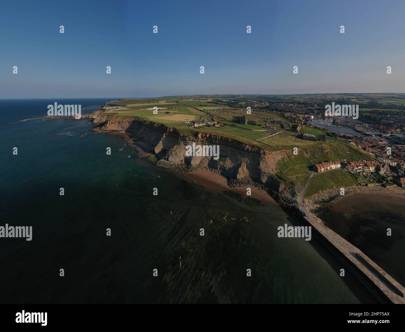 Scarborough , Whitby, Robin Hoods Bay From The Air, Aerial Landscape Drone Photography Stock Photo