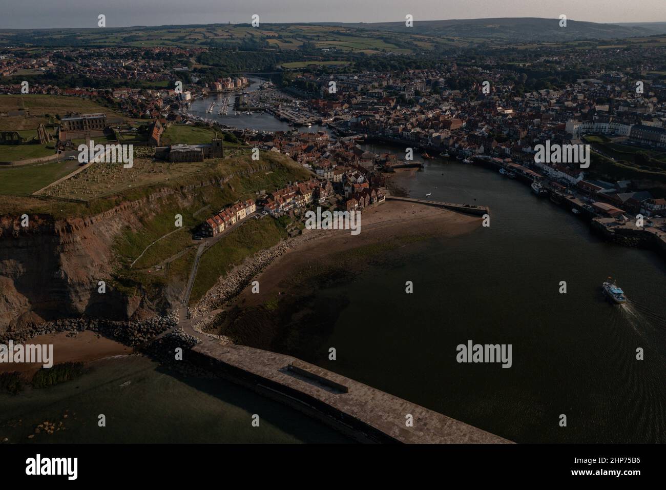 Scarborough , Whitby, Robin Hoods Bay From The Air, Aerial Landscape Drone Photography Stock Photo