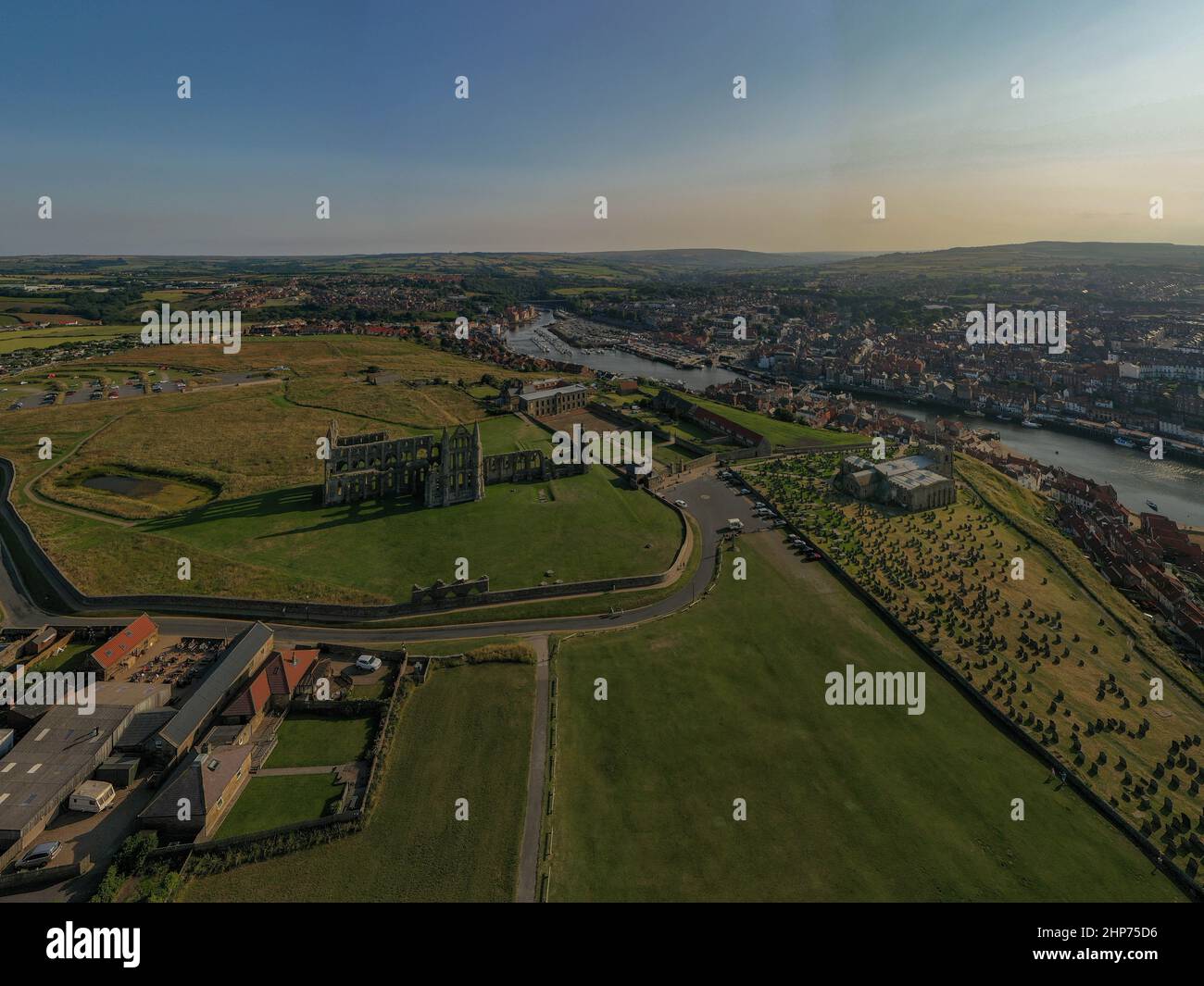 Scarborough , Whitby, Robin Hoods Bay From The Air, Aerial Landscape Drone Photography Stock Photo