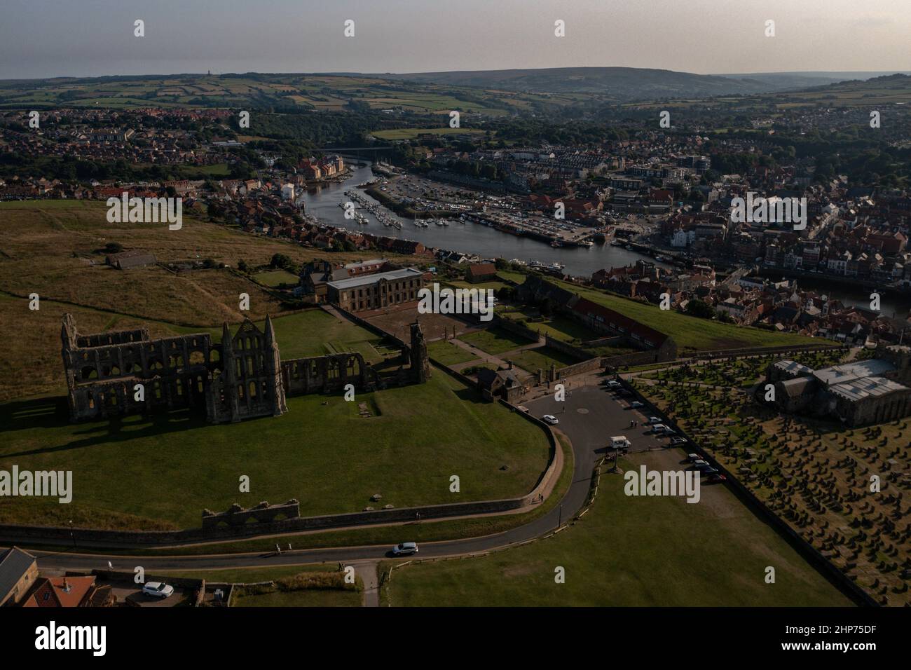 Scarborough , Whitby, Robin Hoods Bay From The Air, Aerial Landscape Drone Photography Stock Photo