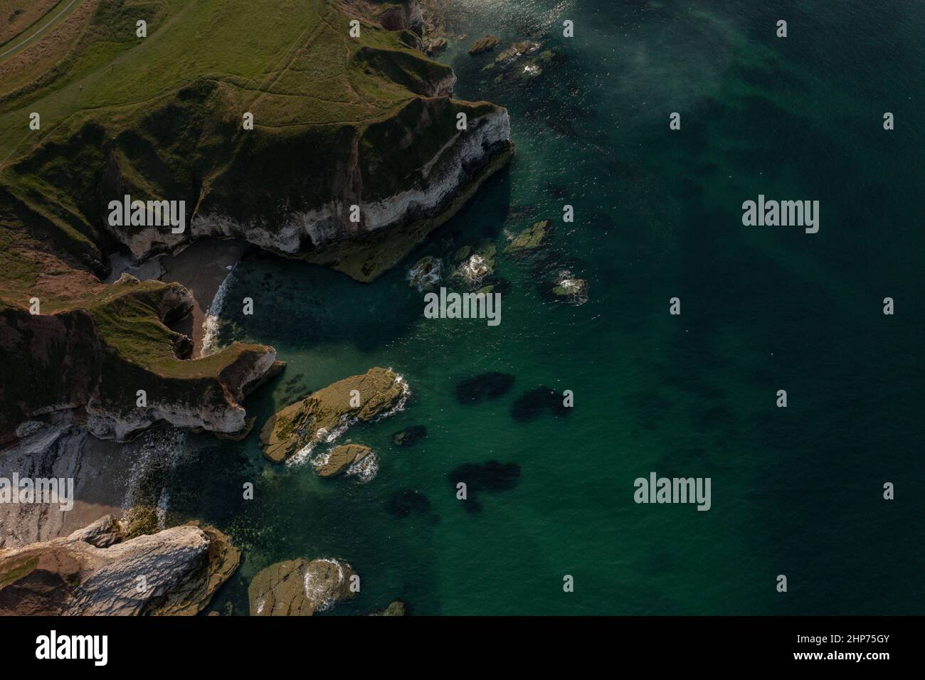 Scarborough , Whitby, Robin Hoods Bay From The Air, Aerial Landscape Drone Photography Stock Photo