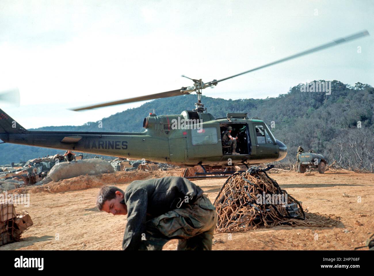 Vietnam War Photos: Helicopter at LZ Rattlesnake, May 1969 - PD photo courtesy of USMC Stock Photo