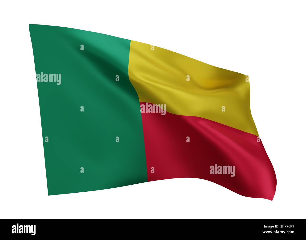 3d illustration flag of Benin. Beninese high resolution flag isolated against white background. 3d rendering Stock Photo