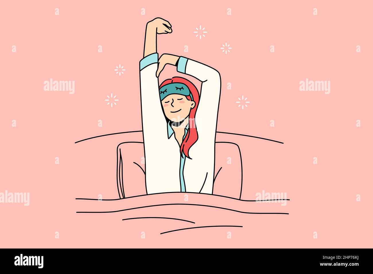 Happy waking up and health concept. Stock Vector