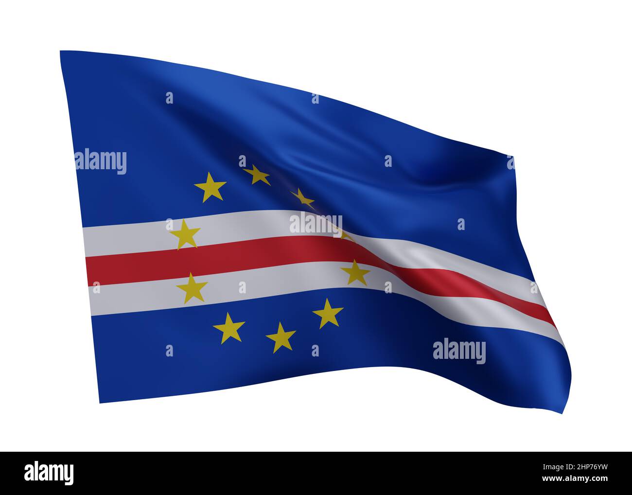 3d illustration flag of Cape Verde. Cape Verdean high resolution flag isolated against white background. 3d rendering Stock Photo