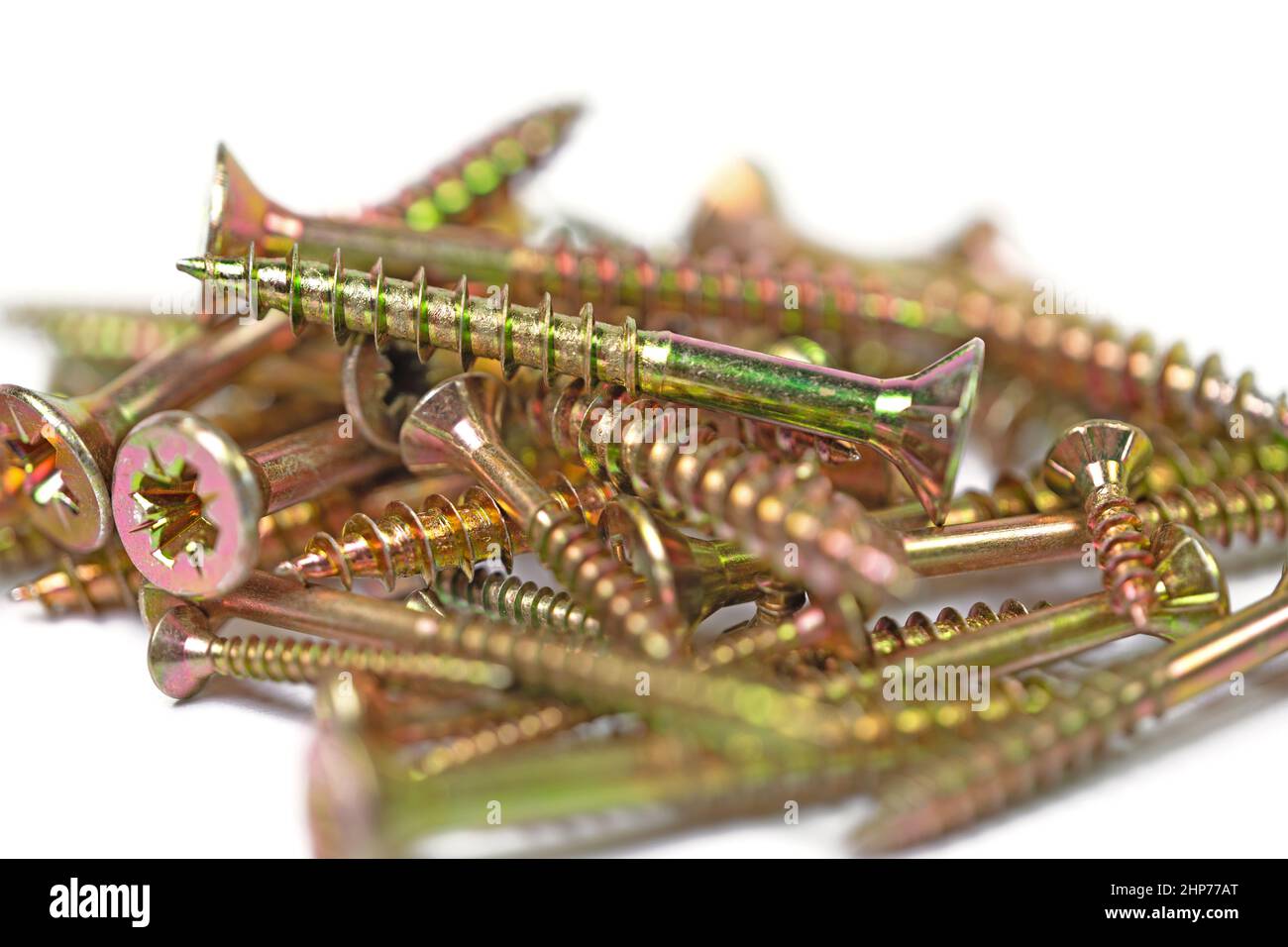 Galvanized wood screws in a closeup Stock Photo Alamy