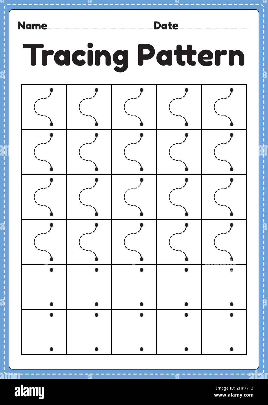 tracing pattern sleeping and standing lines worksheet for kindergarten preschool and montessori school kids to improve handwriting practice activitie stock vector image art alamy