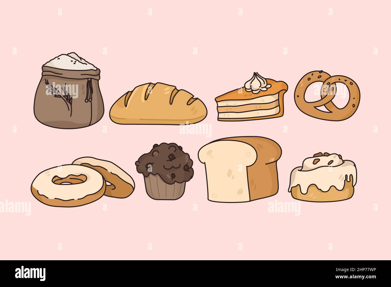 Bread confectionary and pastry concept Stock Vector