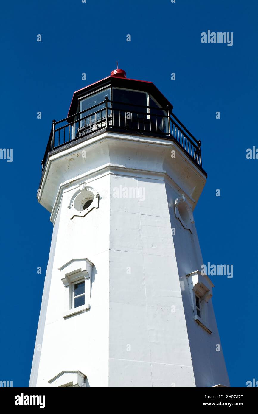 North Point Lighthouse Along Lake Michigan Stock Photo