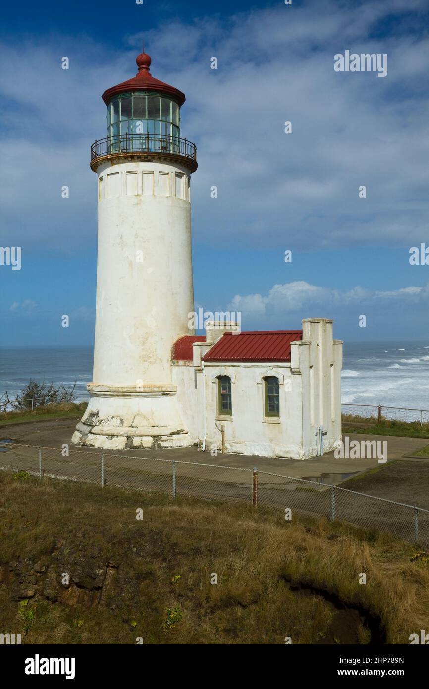 North Head Lighthouse Along The Pacific Ocean Stock Photo