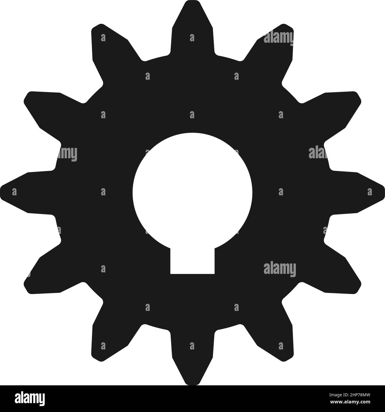 Gear or cogwheel with notch Symbol on isolated white background Stock ...
