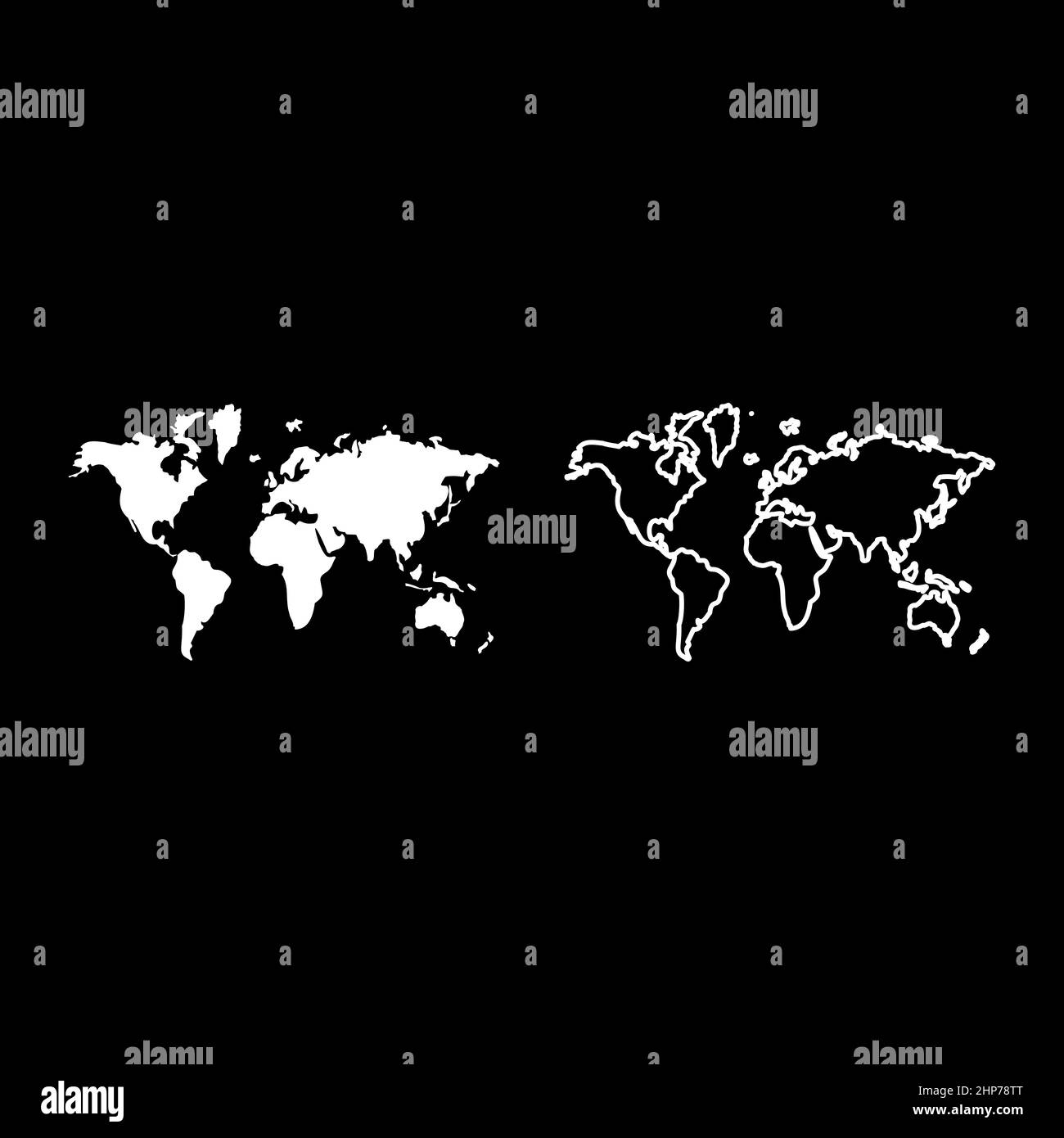 Map world icon white color vector illustration flat style image set Stock Vector