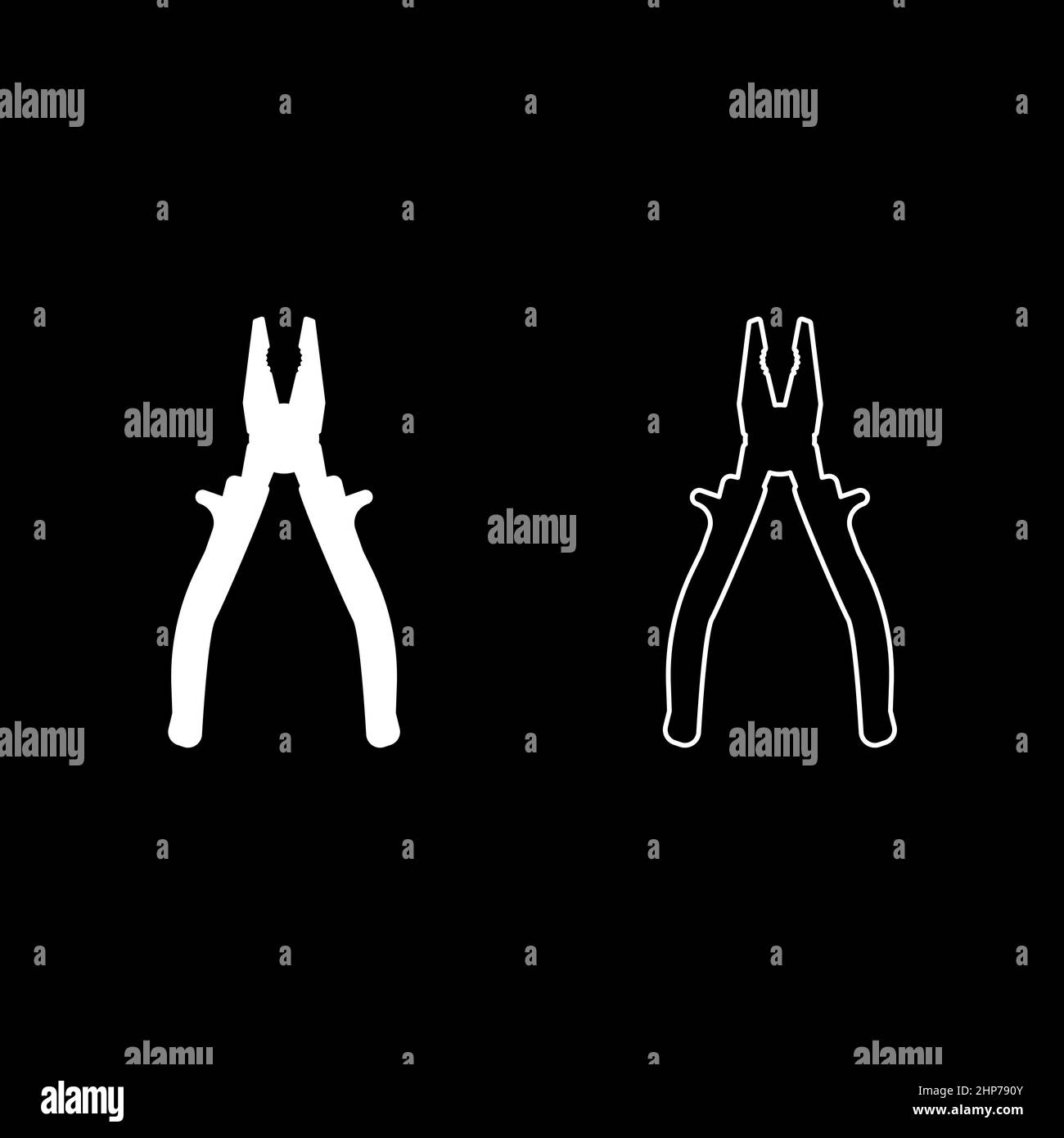 Pliers tool icon white color vector illustration flat style image set