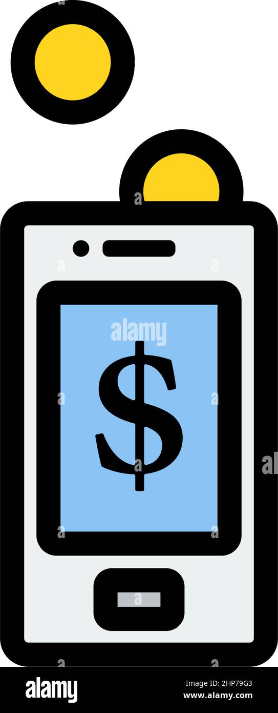 Golden Coins Fall In Smartphone Icon Stock Vector