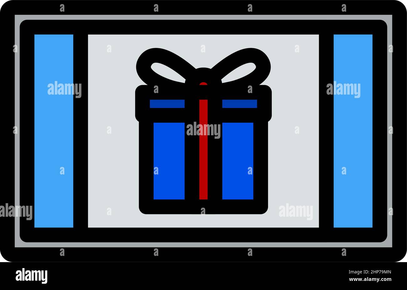 Laptop With Gift Box On Screen Icon Stock Vector