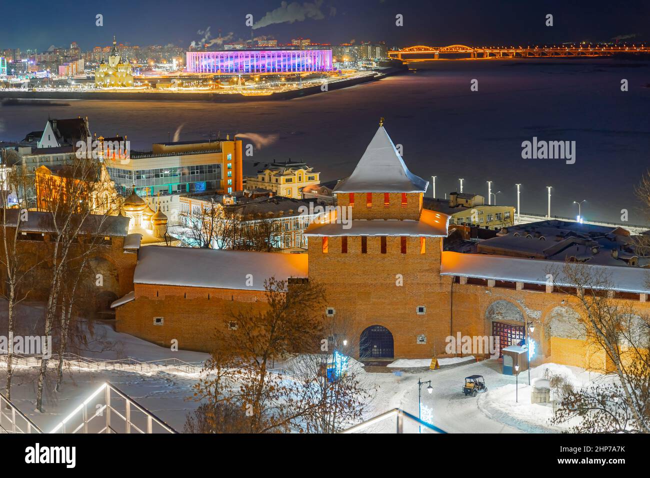 Novgorod Winter A view of the Ivanovsky Tower of the Nizhny Novgorod Kremlin. Football ...