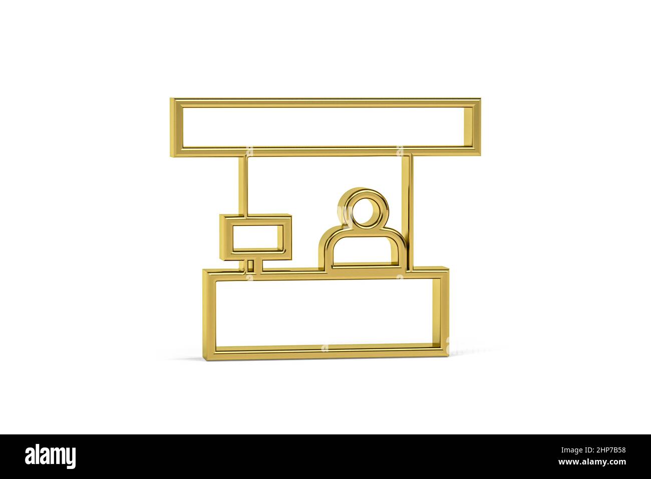 Golden 3d exhibition stand icon isolated on white background 3d