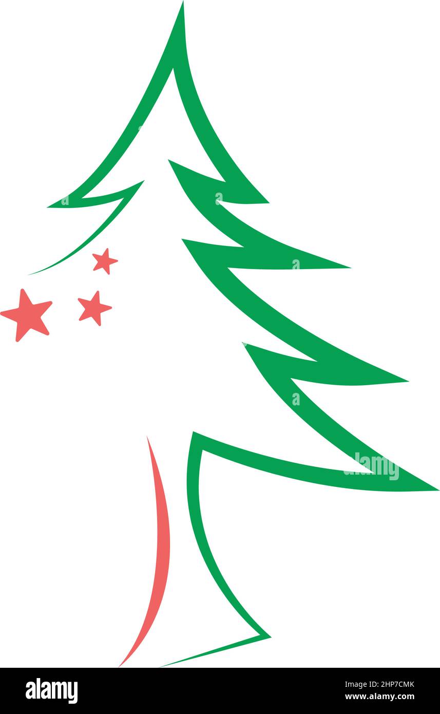 Christmas Tree icon flat design template Stock Vector