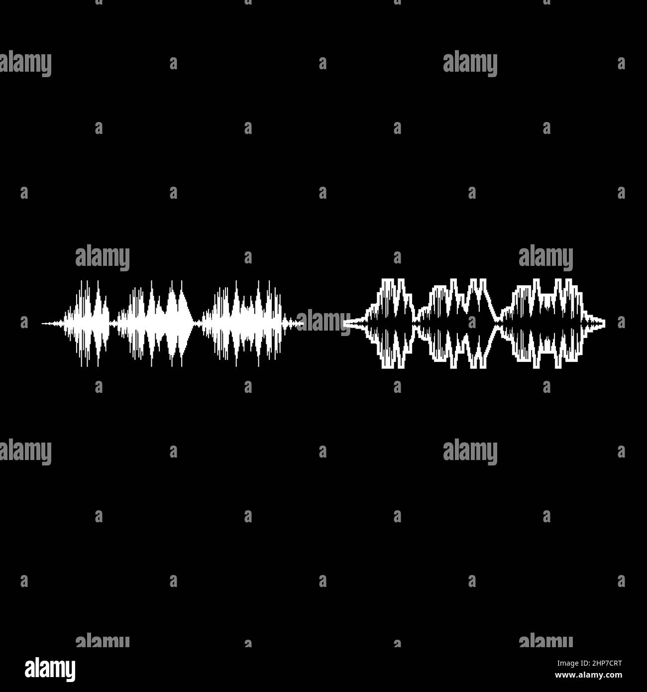 Sound wave audio digital equalizer technology oscillating music icon white color vector illustration flat style image set Stock Vector