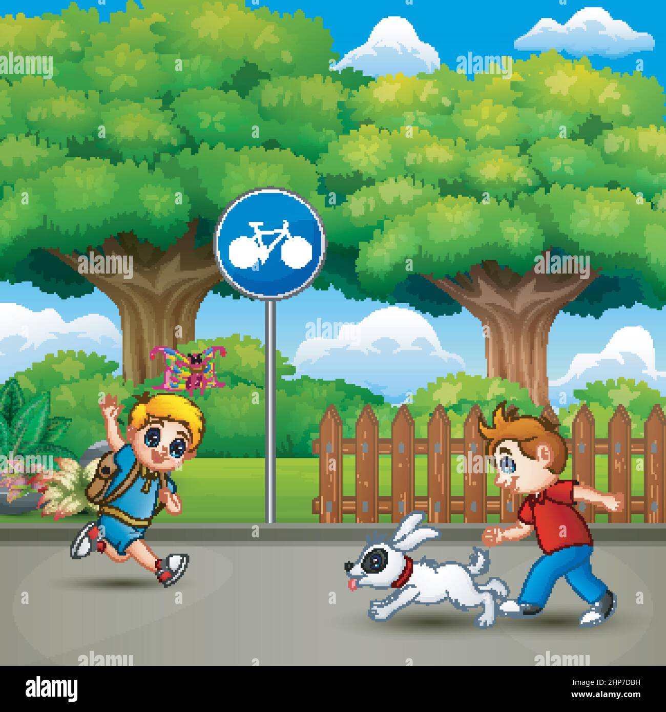 Children playing in the street Stock Vector Images - Alamy