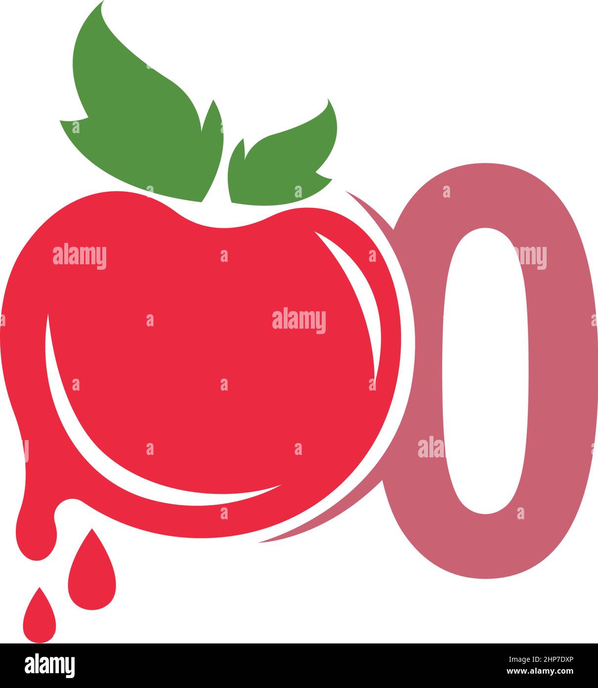 Number zero with tomato icon logo design template illustration Stock Vector
