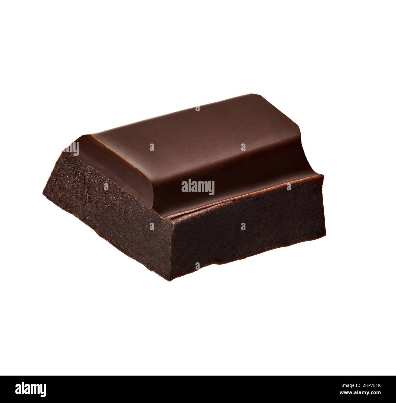 close up of chocolate pieces stack falling on white background Stock ...