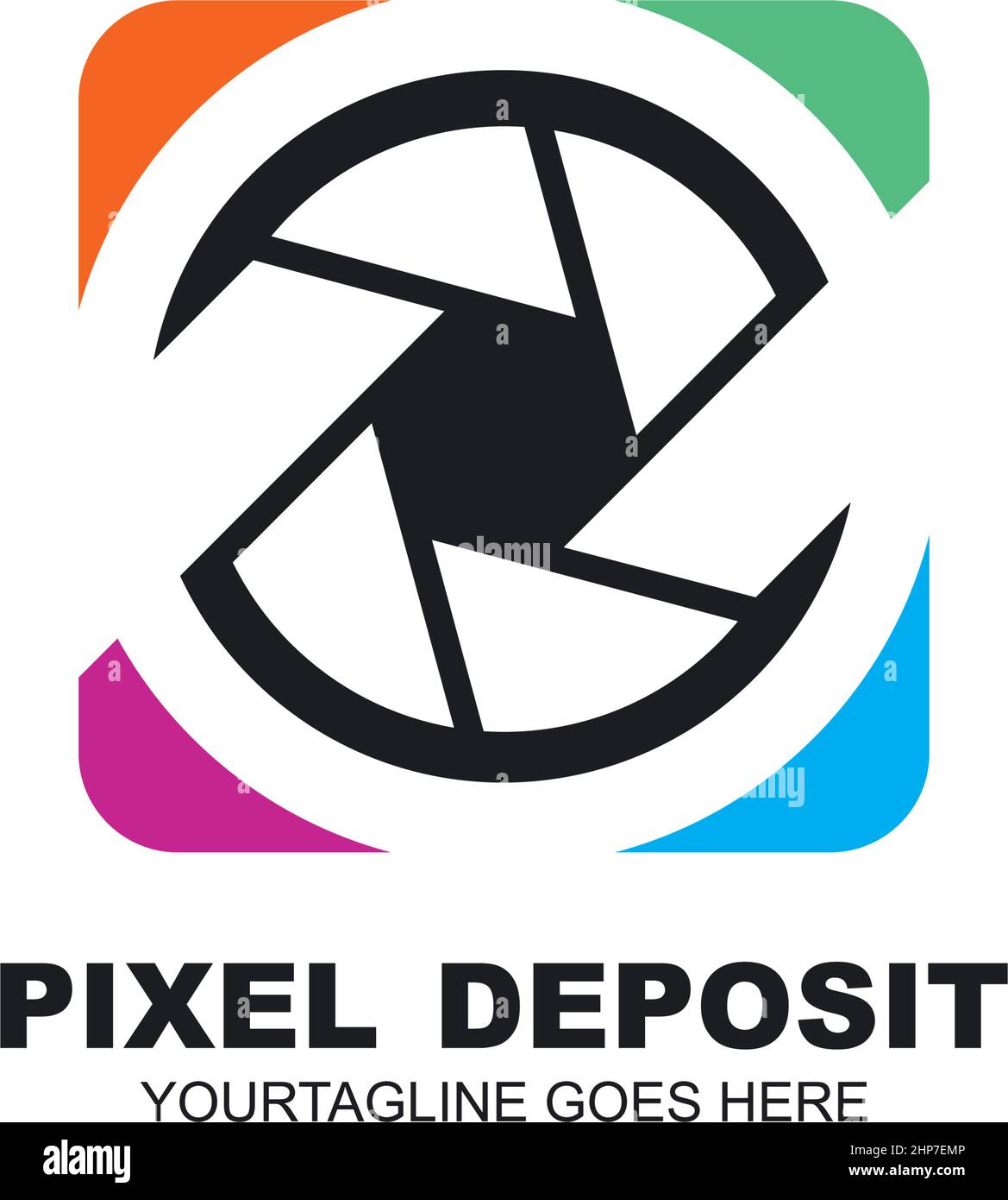 pd or dp letter camera pixel icon vector logo design concept Stock Vector