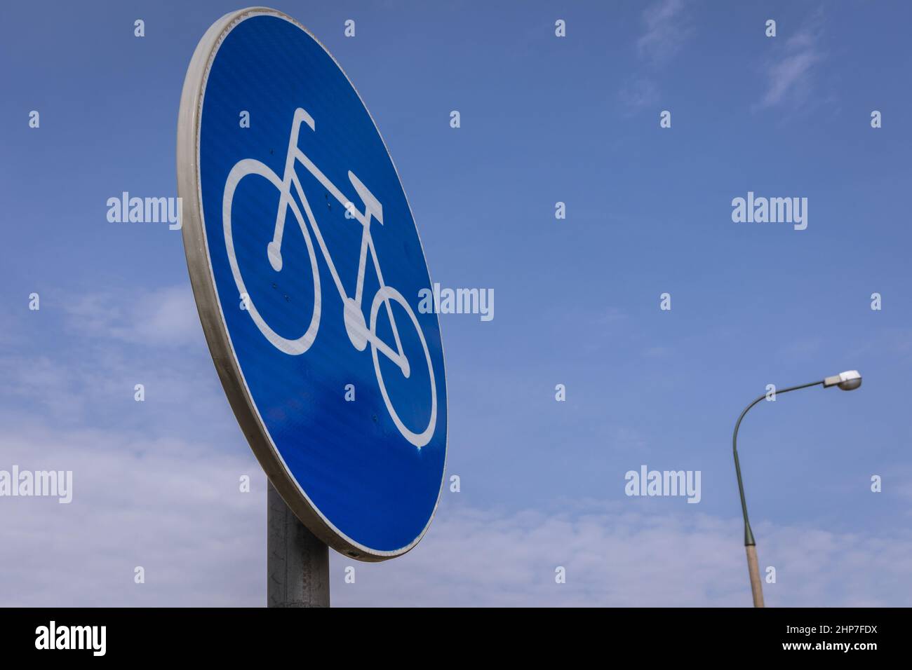 Bicycle path sign in Warsaw city, Poland Stock Photo Alamy