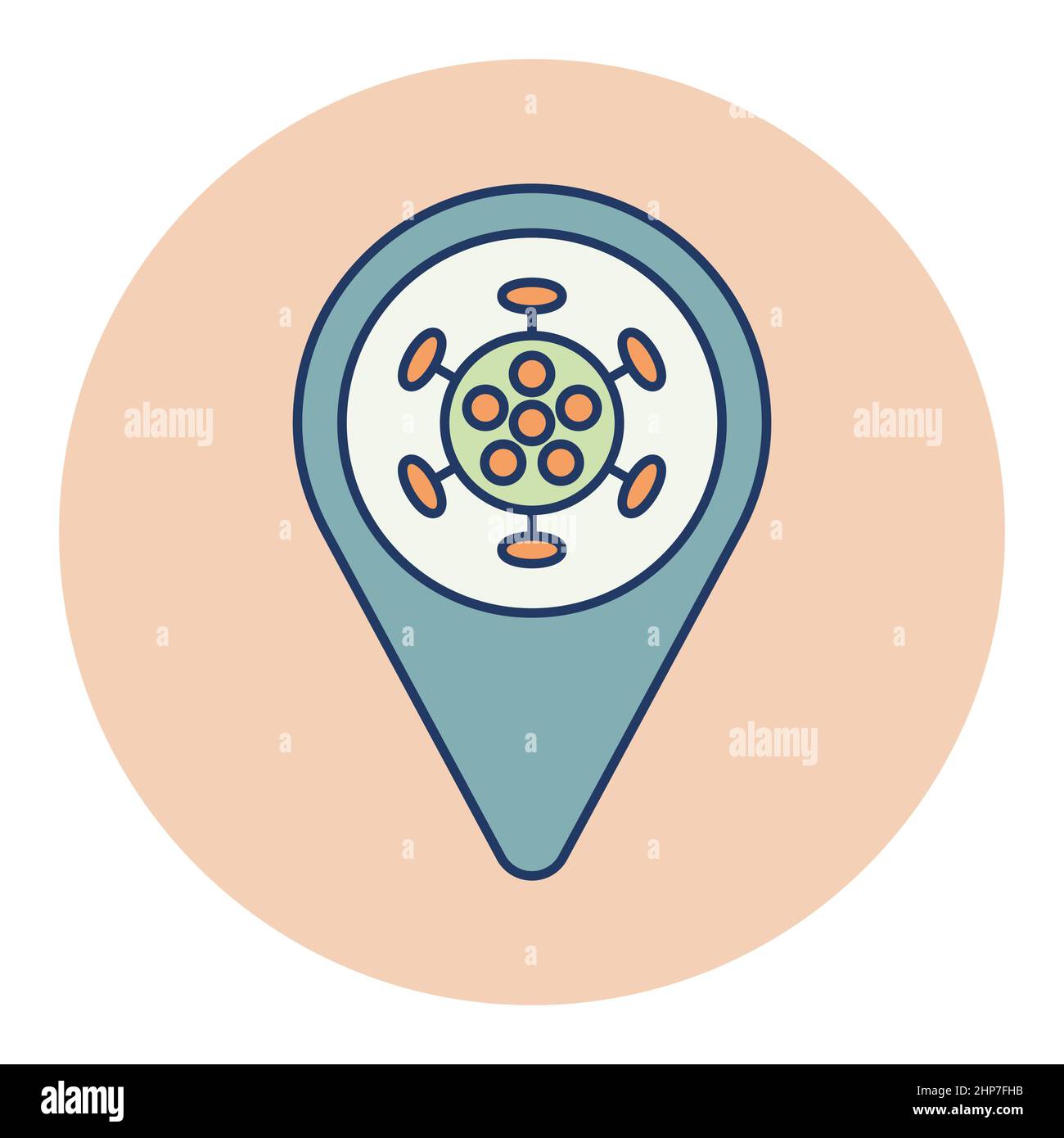 Map pointer, pin map and corona virus vector icon Stock Vector