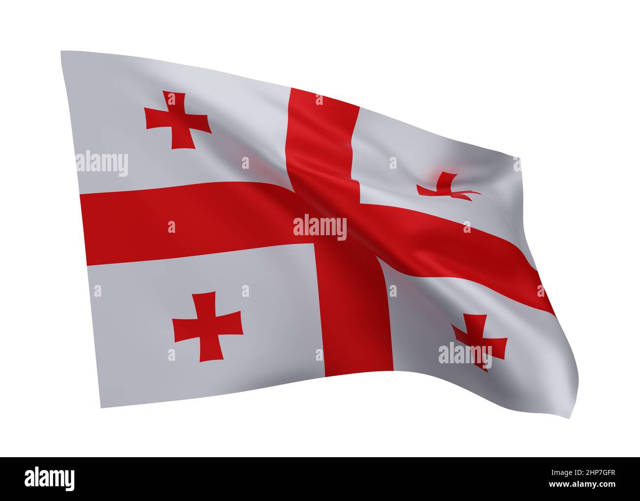 3d illustration flag of Georgia. Georgian high resolution flag isolated against white background. 3d rendering Stock Photo