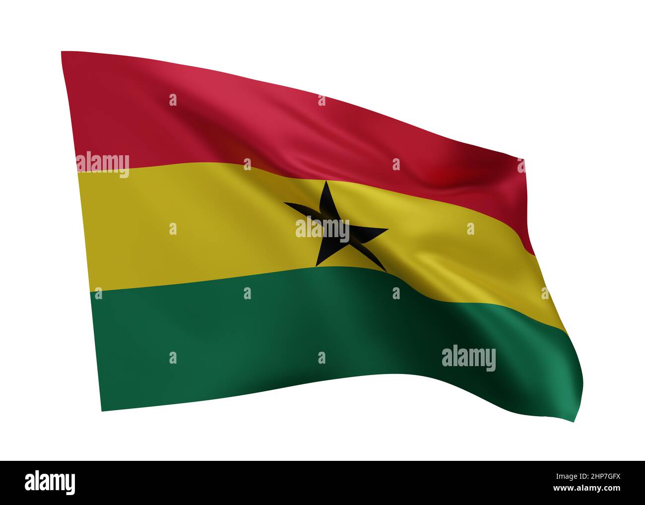 3d illustration flag of Ghana. Ghanaian high resolution flag isolated against white background. 3d rendering Stock Photo