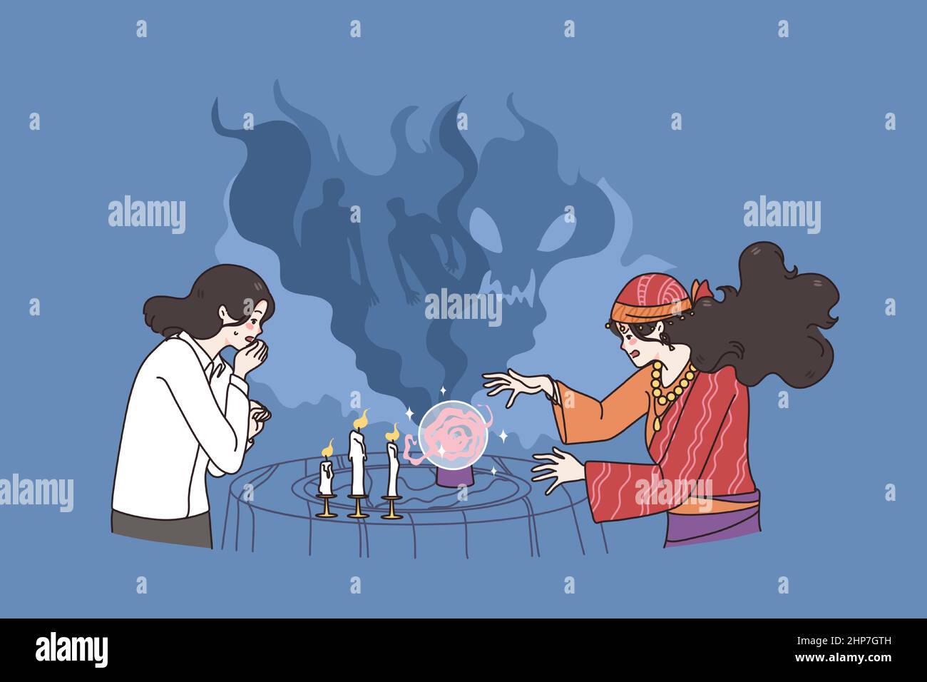 Telling fortunes and witchcraft concept Stock Vector